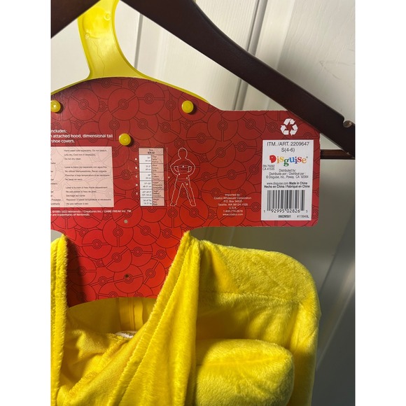 Disguise Pikachu Child Costume Onesie Yellow Hooded One Piece Jumpsuit S 4-6 NWT - Picture 4 of 4